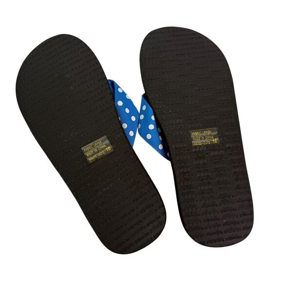 Yellow Box Blue White Polka Dot Sandals Comfort Women's Size 10 Flip Flop - Picture 10 of 10
